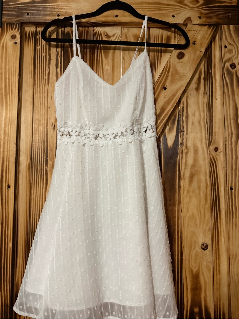 SHEIN White Spaghetti Strap Floral Waist Wedding Dress